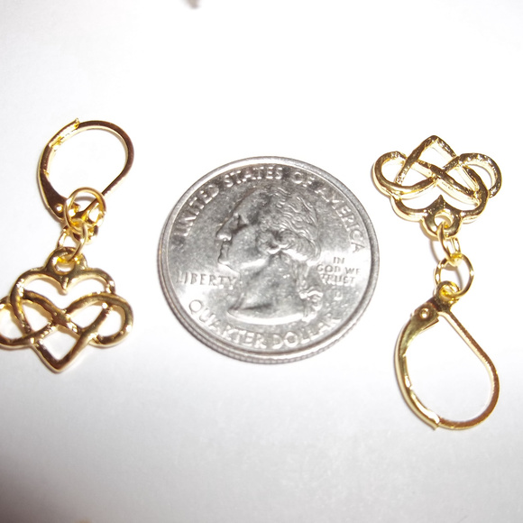 Gold Heart Earrings Infinity Symbol Sign Gift 3758 - Picture 3 of 5
